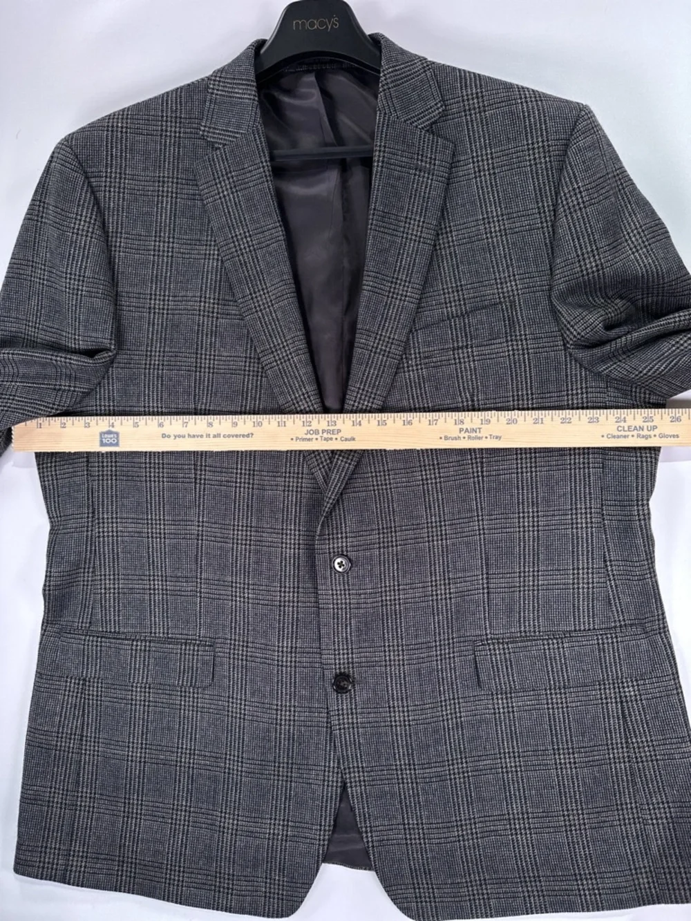 Lauren Ralph Lauren Blazer Two Button Double Vent Wool Plaid Grey 48L